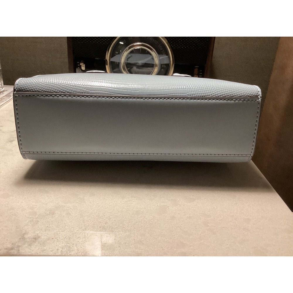 Michael Kors‎ Sheila Satchel Vista Blue Reptile Embossed Vegan Leather Small - Picture 6 of 10